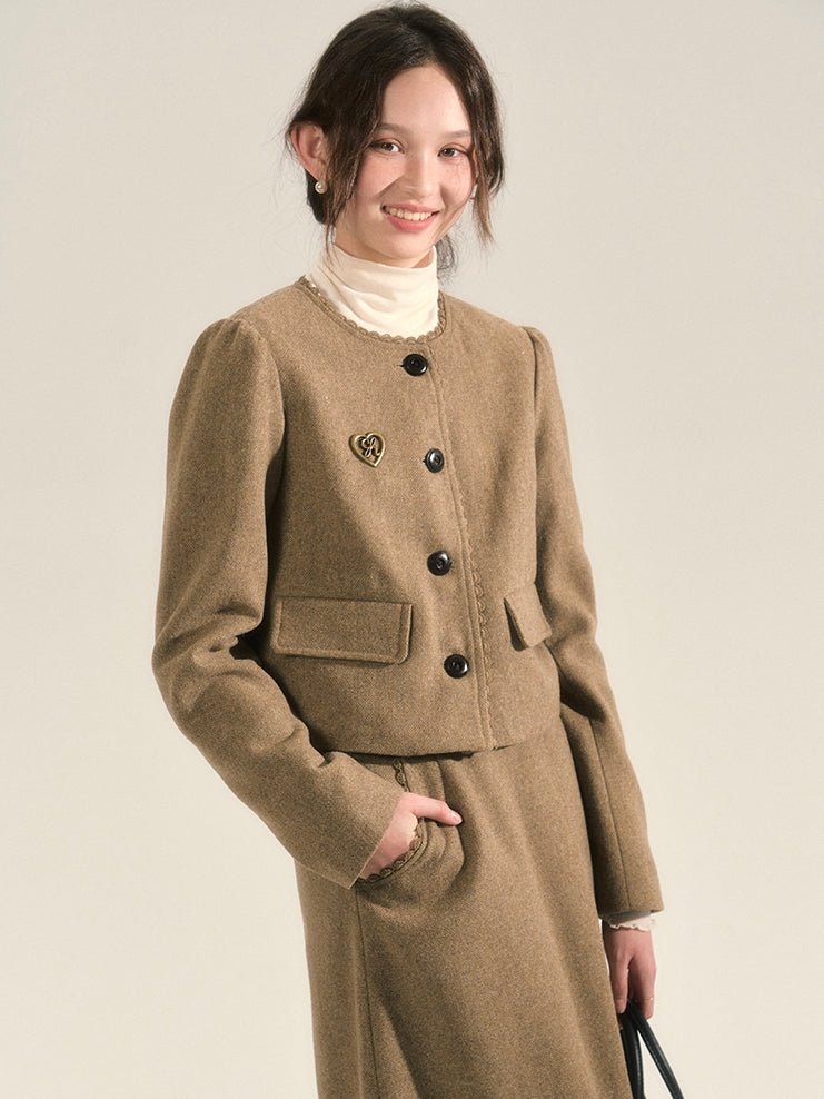 Chic Suit Wool Retro Jacket＆Long-Skirt