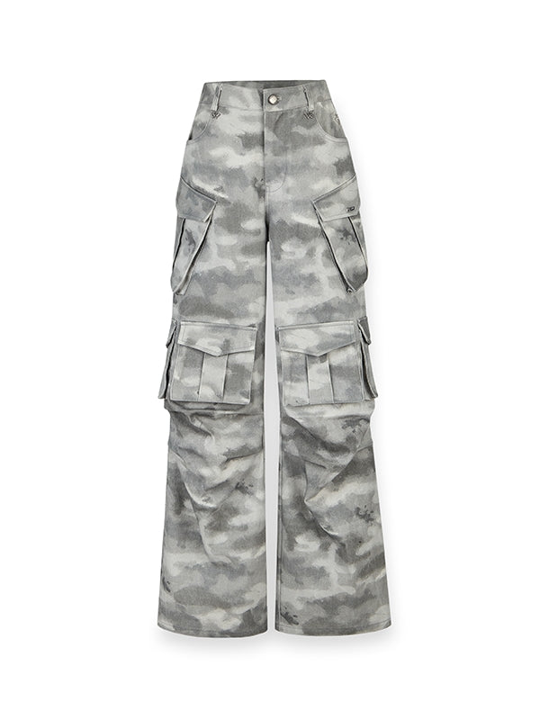 Camouflage de poche latérale Casual Wide Sporty Cargo-Pants