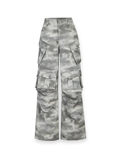 Side-Pocket Camouflage Casual Wide Sporty Cargo-Pants