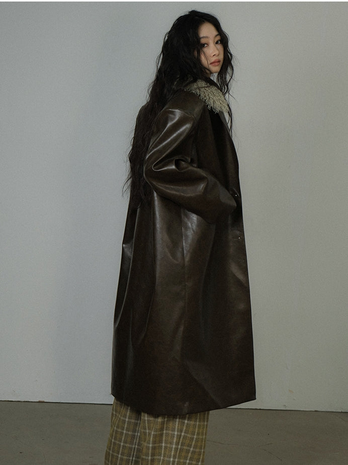 Leather Fer Cool High-End Oversize Long-Coat