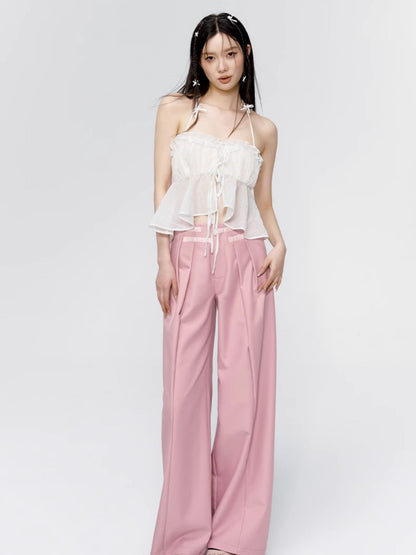 Wide-Leg Casual Straight Pants