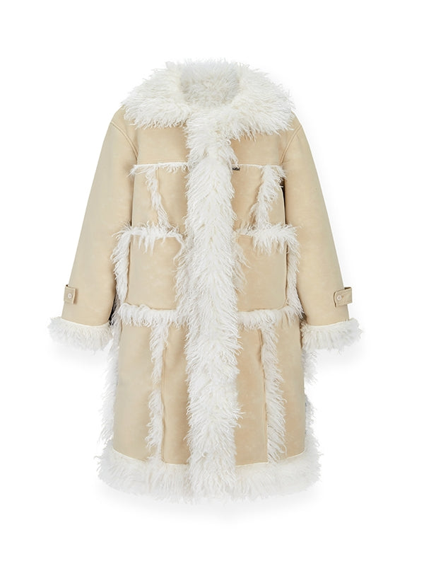 Reversible Stand-Collar Fluffily Fur Long-Coat