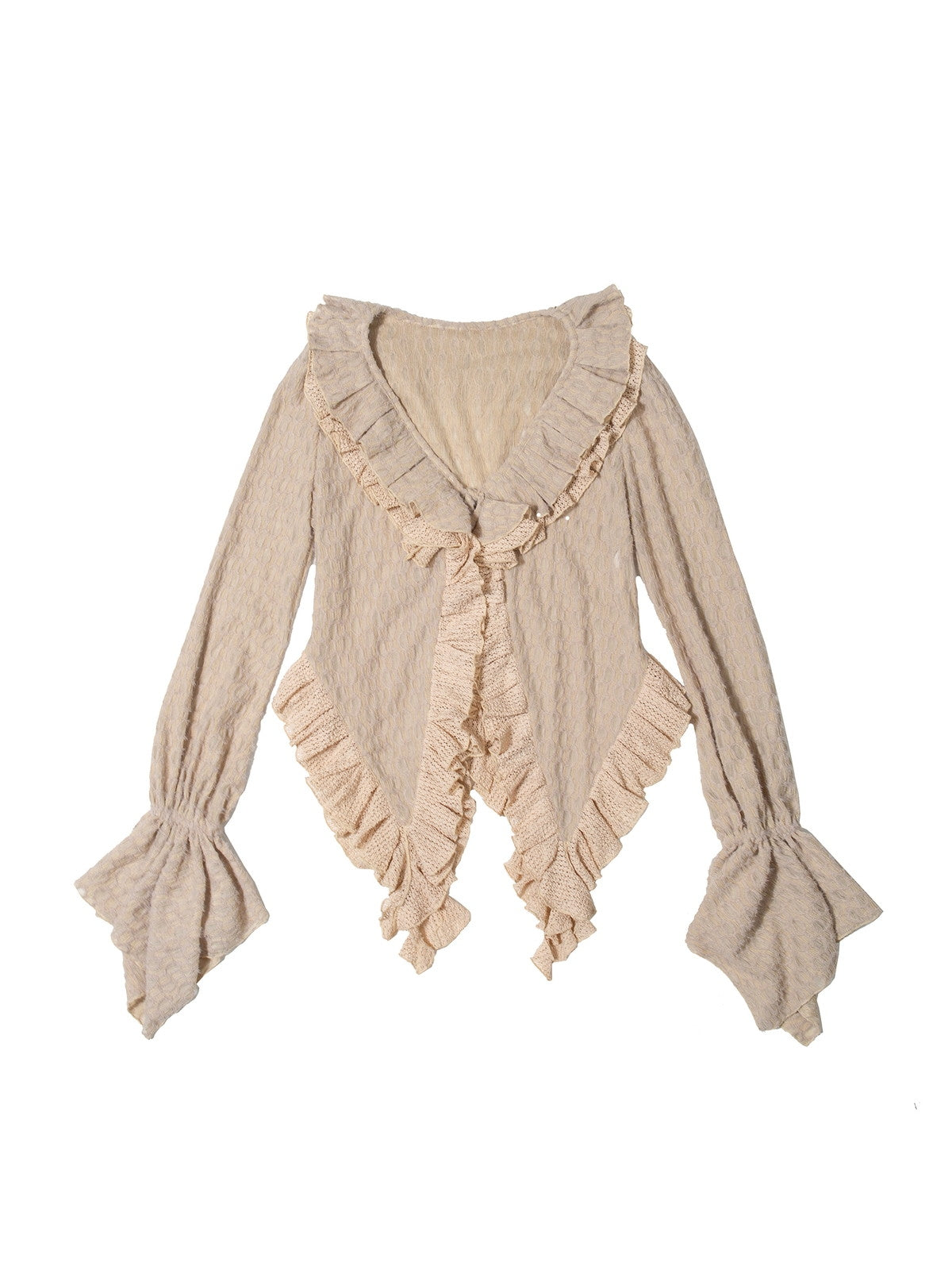 Ruffle Retro Lace Nichi Oversize Asymmetry Tops