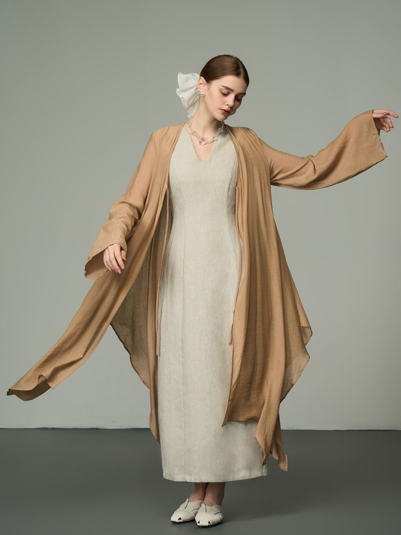 Asymmetry Sheer Loose Long-Cardigan