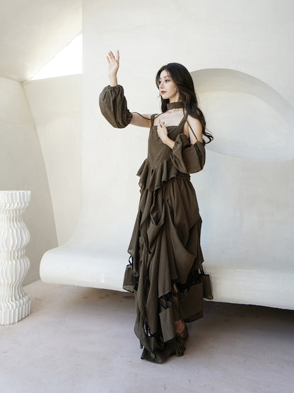 Asymmetry Drape Long Elegant Panel-Skirt