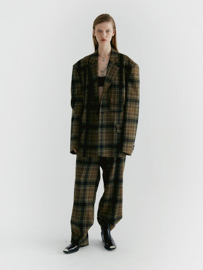 Unisex Checked Oversize 레트로 재킷