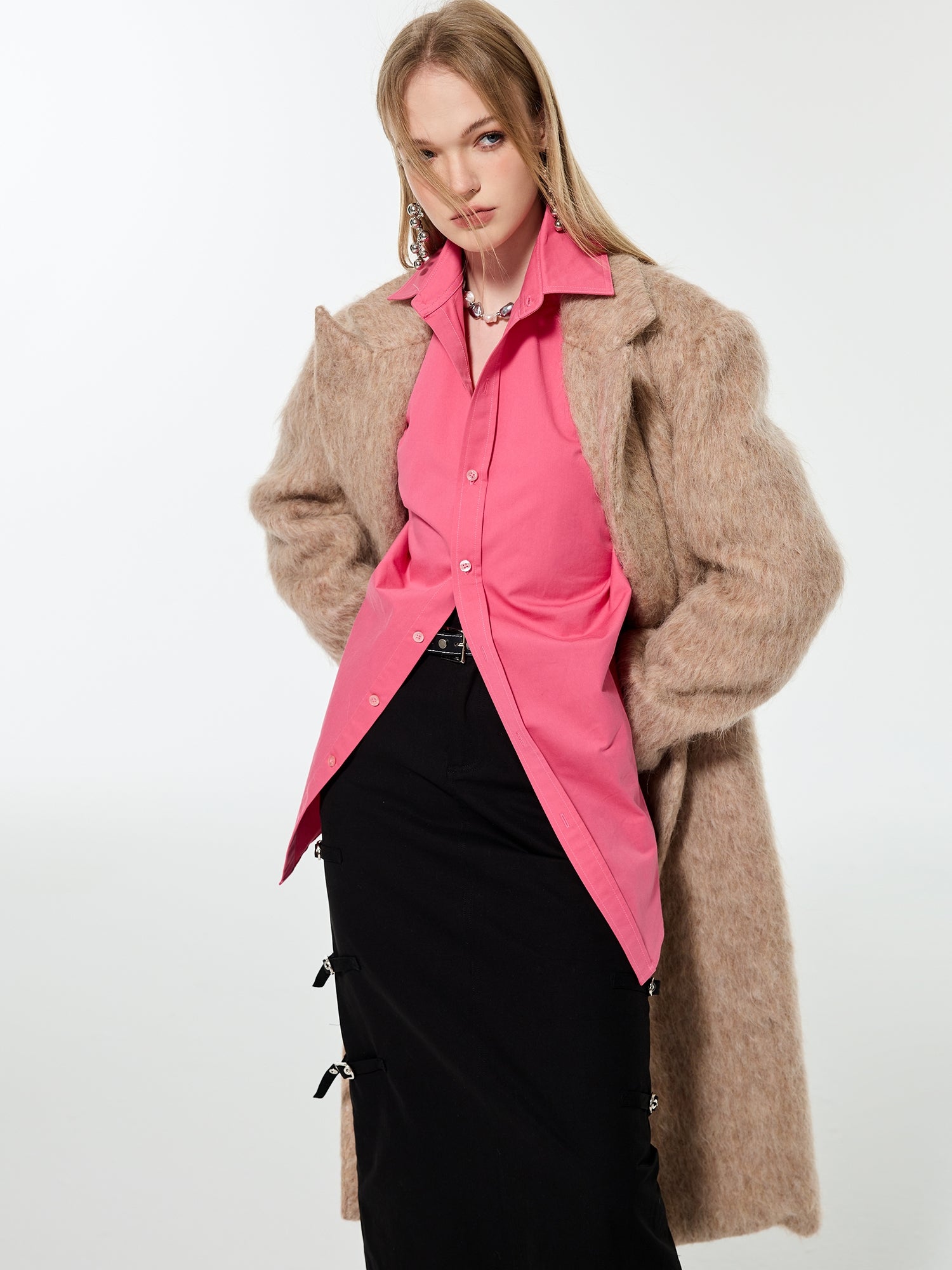 Wool Simple Oversize Retro Long-Coat