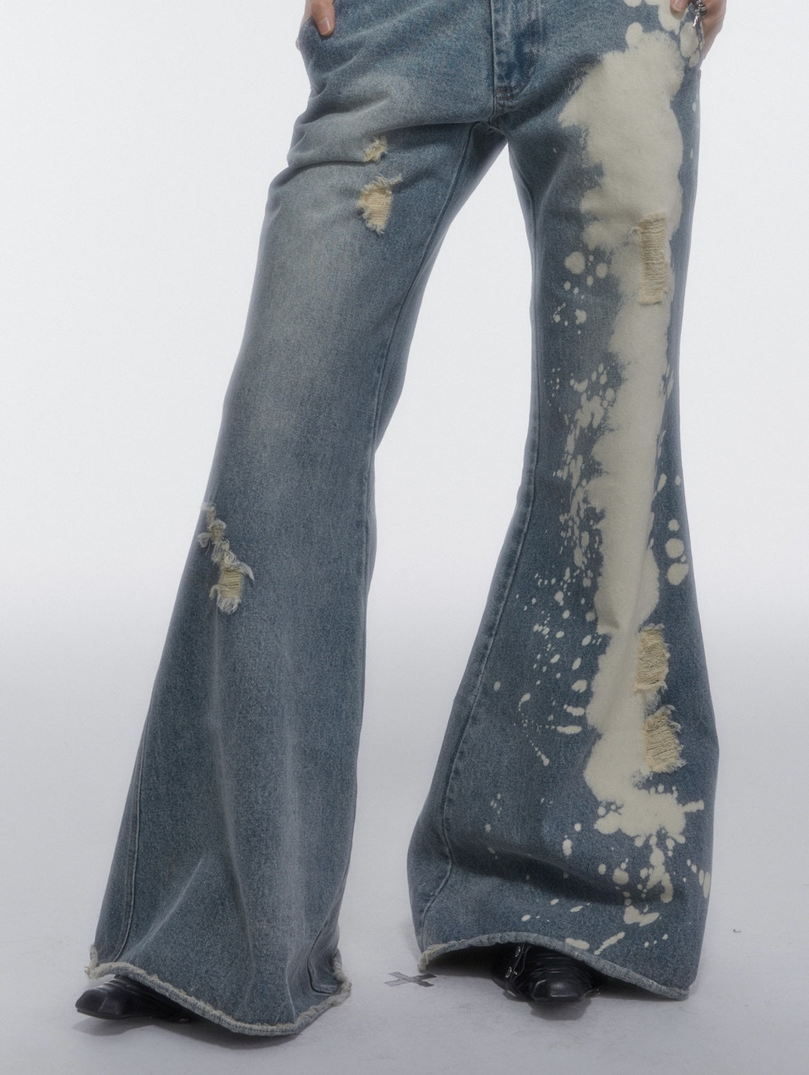 Schadensspanne Denim Wide-Bein-Flare-Hose schaden