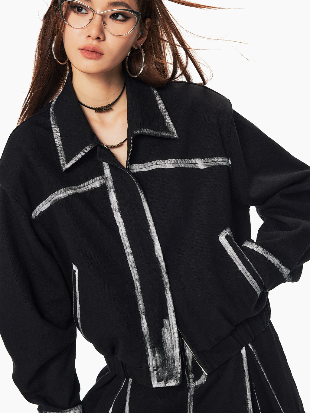 Nichi Paint Vintage Oversize Glossy Jacket