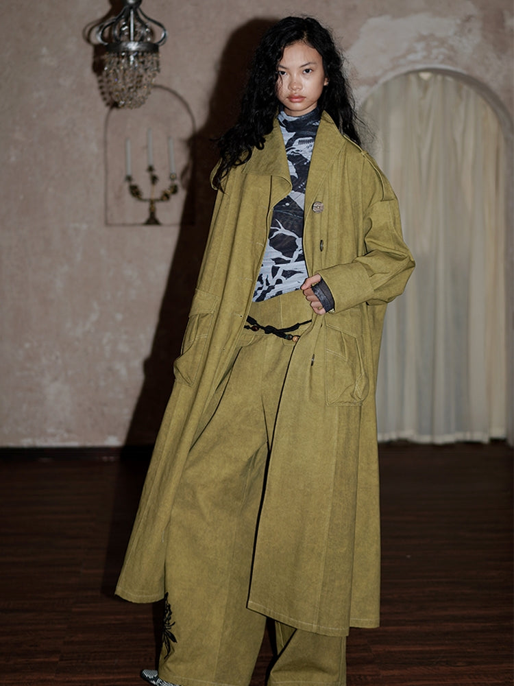 Denim Oversize Big-Silhouette Casual Long-Coat