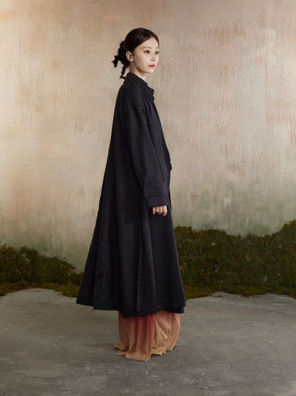 Ovresize Side-Ribbon Wool Long-Coat