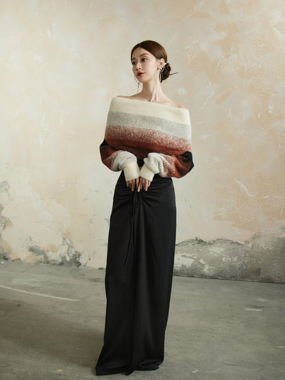 새틴 H 라인 우아한 Maxi Plain Long Skirt