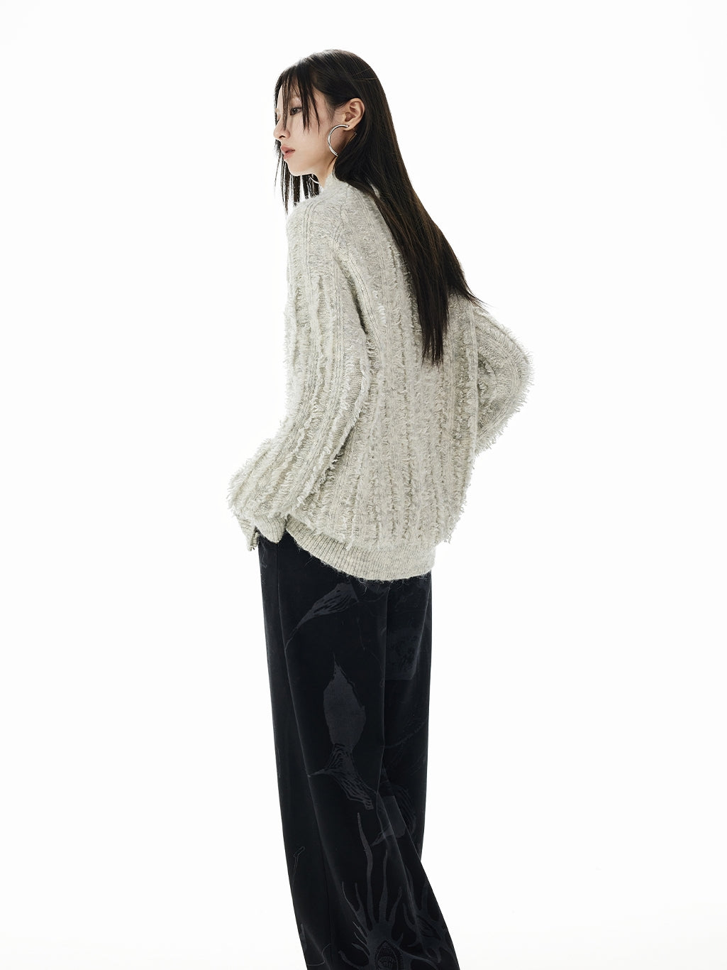 High-Neck Retro Double-Zip Bottle-Neck Knit