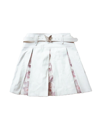 Reversible Flower Leather Rose Jacket＆Pleats-Skirt