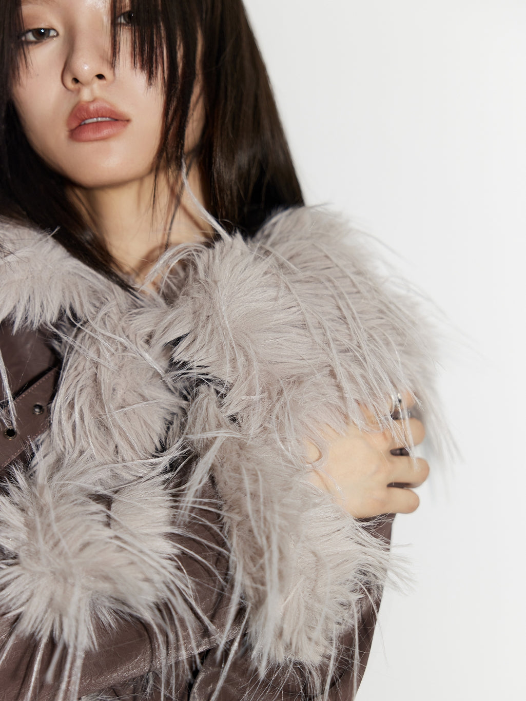 Leather Long-Fur High-End Nichi Short  Jacket