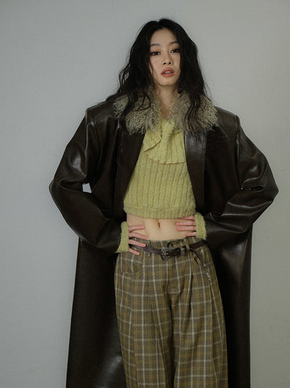 Leather Fer Cool High-End Oversize Long-Coat