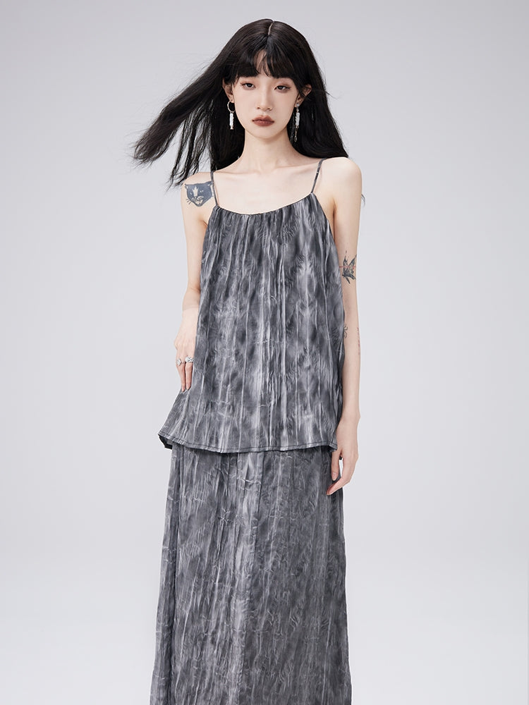 Camisole＆Long-Skirt Natural Flare Tie-dye Set-up