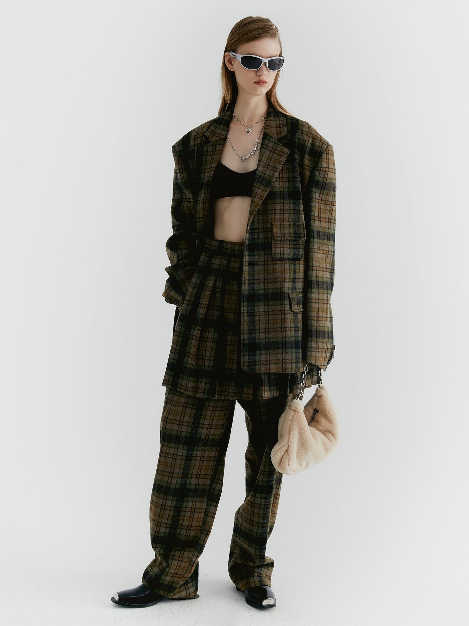 Unisex Checked Overesize Retro Jacket