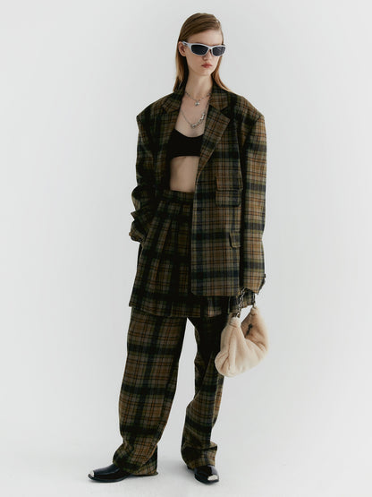 Unisex Checked Oversize 레트로 재킷