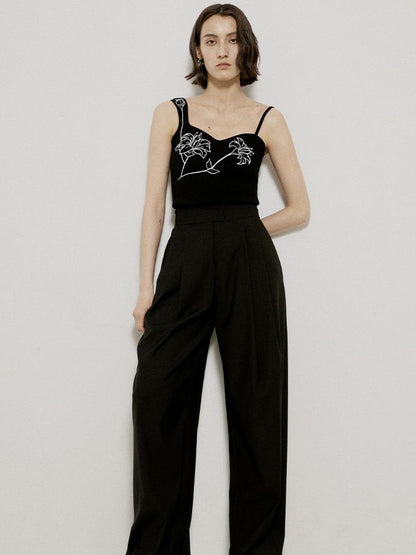 Embroidery Rose Monotone Chic Innner Camisole