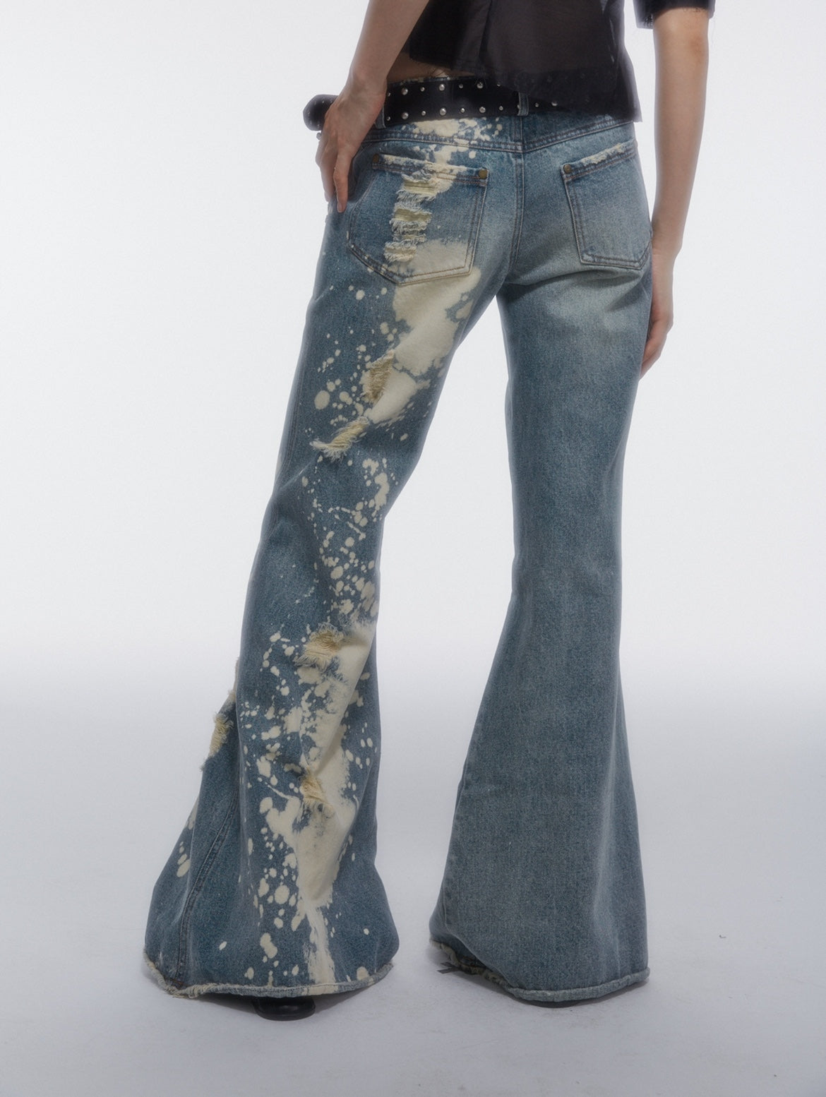 Schadensspanne Denim Wide-Bein-Flare-Hose schaden