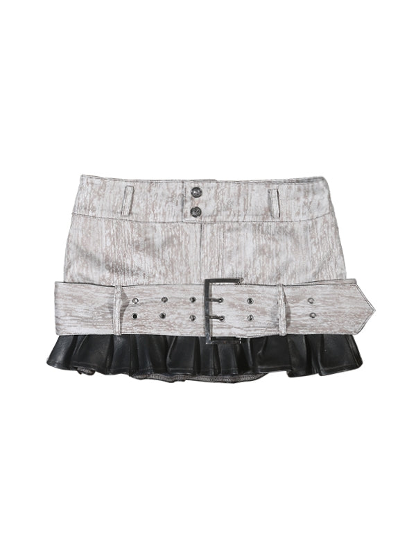 Lace-Up Belt Casual Tie-Dye Skirts＆Leg-Cover