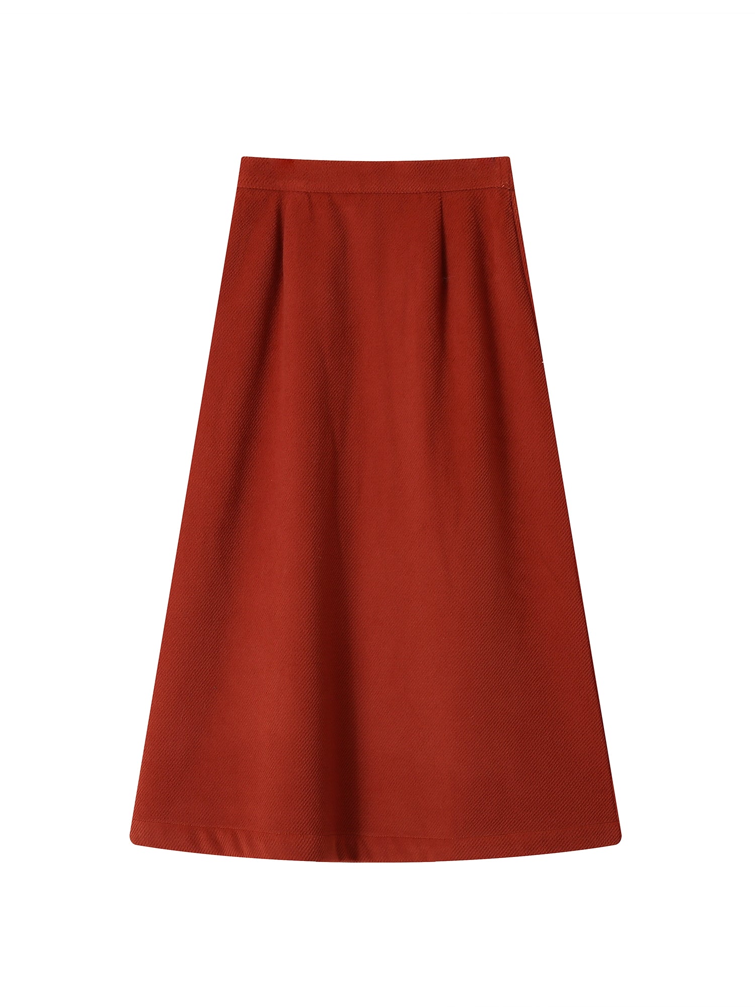 Wool Elastic-Waist Plain High-Waist Plain Flare A-Line Long-Skirt