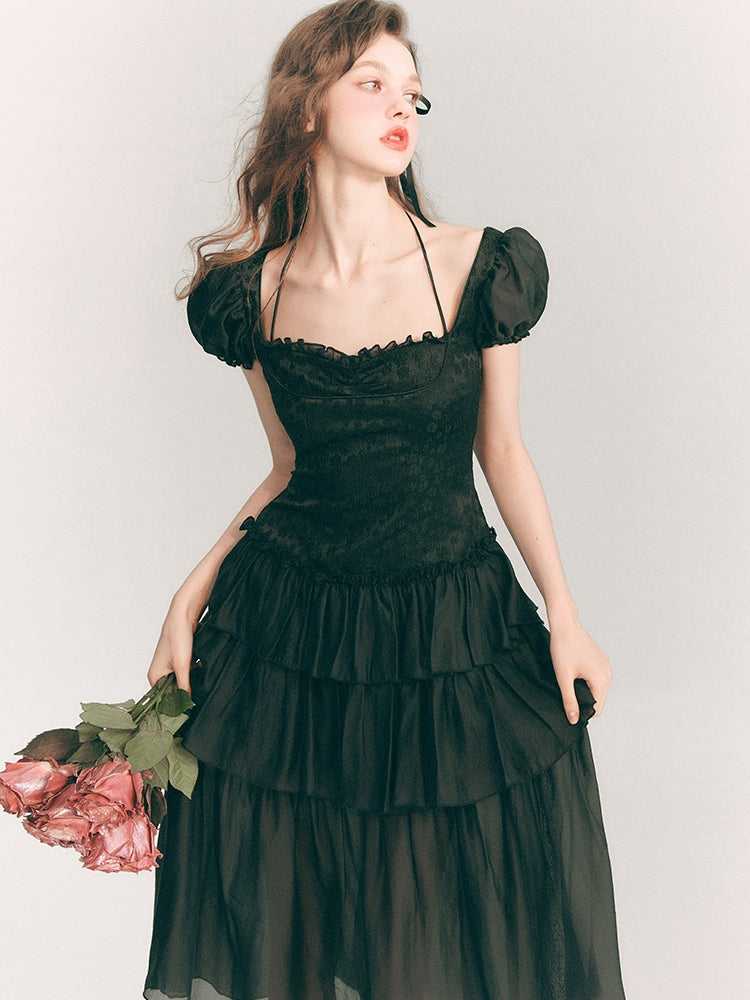 Puff-sleeves Lace Princess One-piece main image 1