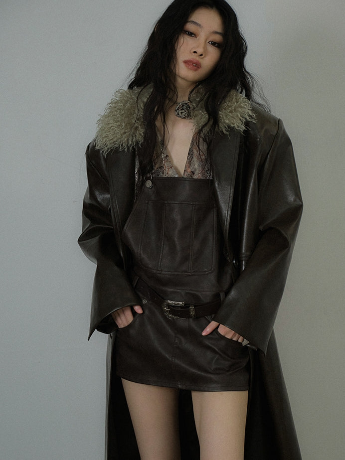 Leather Fer Cool High-End Oversize Long-Coat