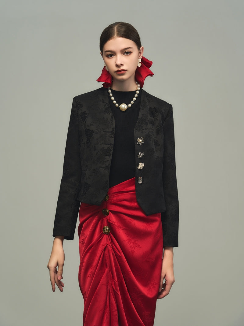 Embroidery China Flower Nichi-Button Jacket