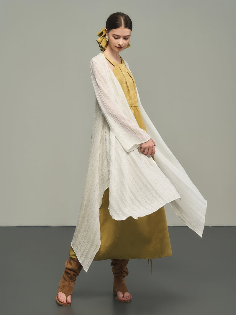 Asymmetry Simple Oversize Thin Long-Cardigan