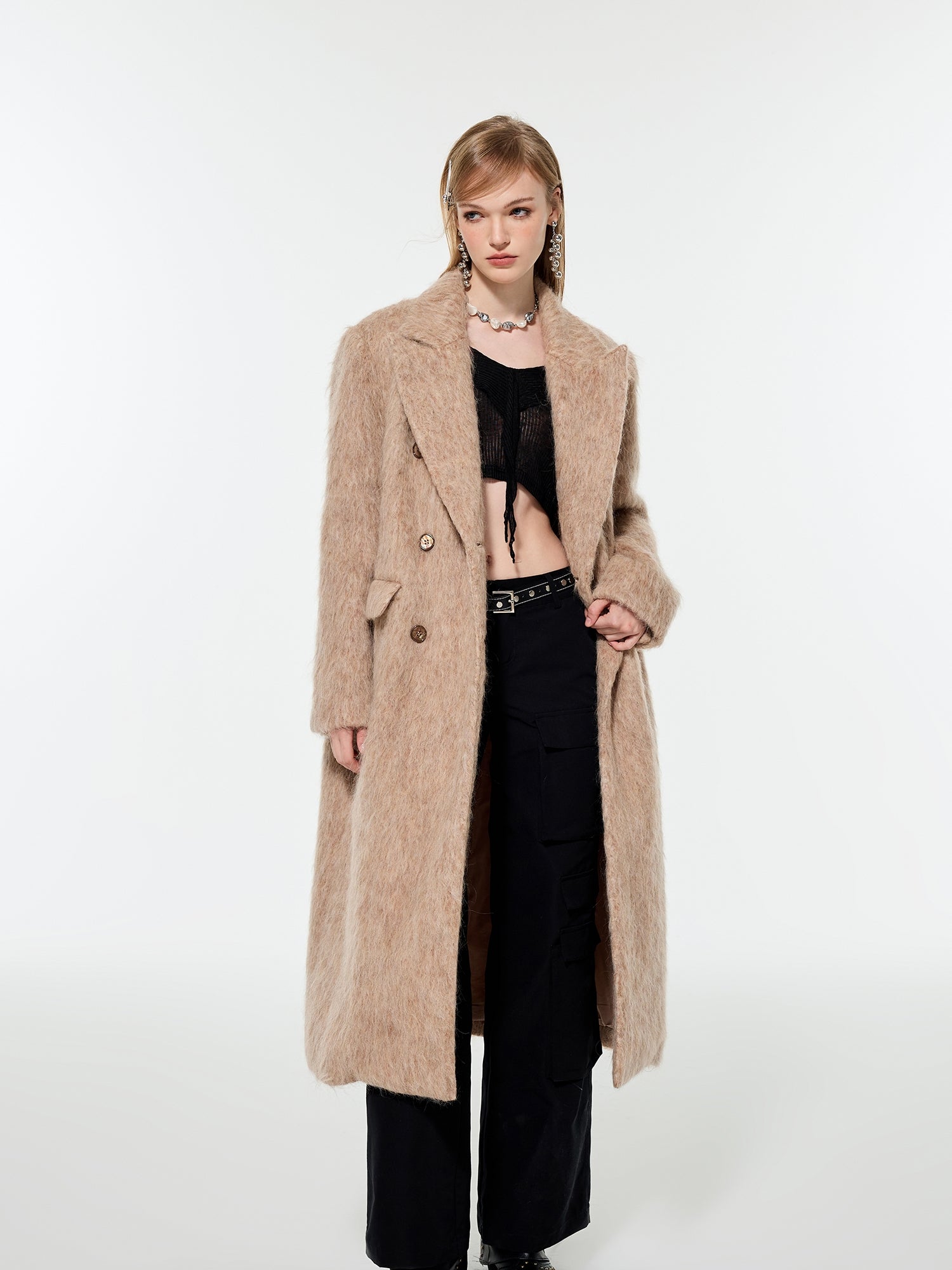 Wool Simple Oversize Retro Long-Coat