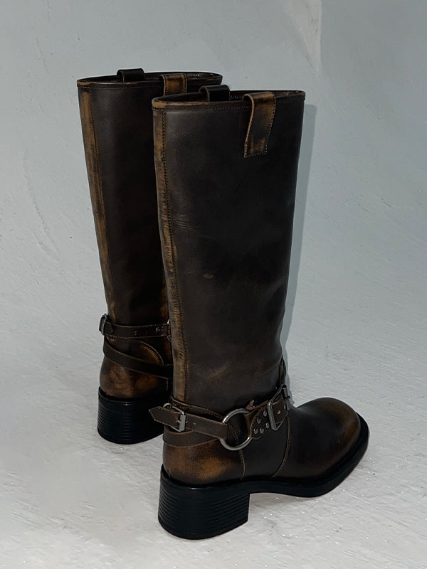 Retro Vintage Round-Toe-Jockey-Stiefel