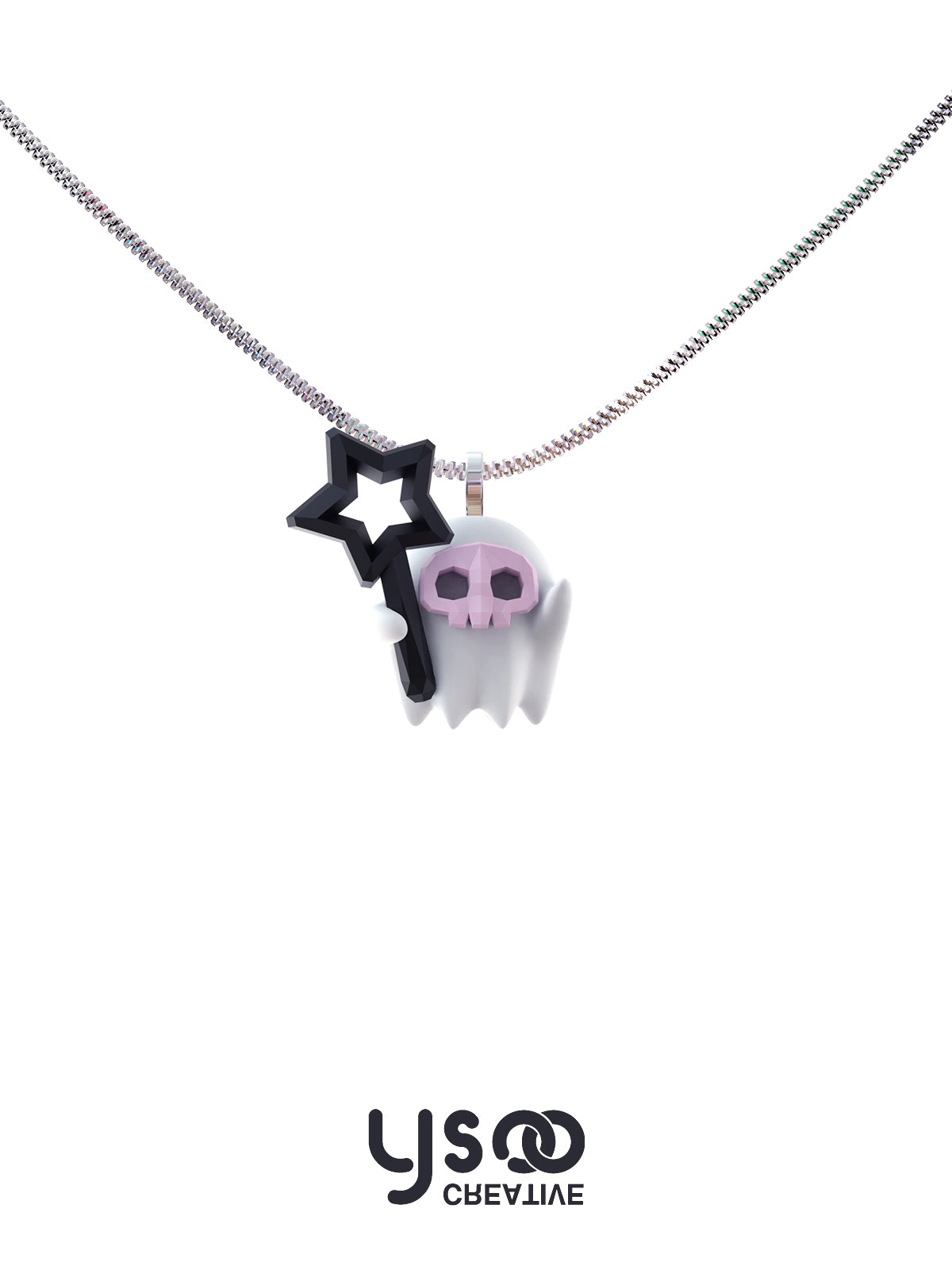 Pumpkin Ghost Character Necklace