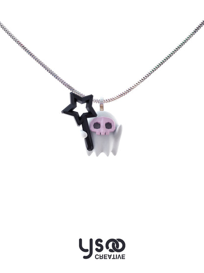 Ghost Emo Necklace Black