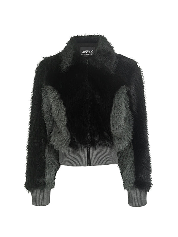 Fluffily Short Knit Chic Plain Fur Tops