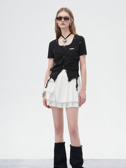 Tiered PLEATS MINI CASUAL SPORTY SKIRT