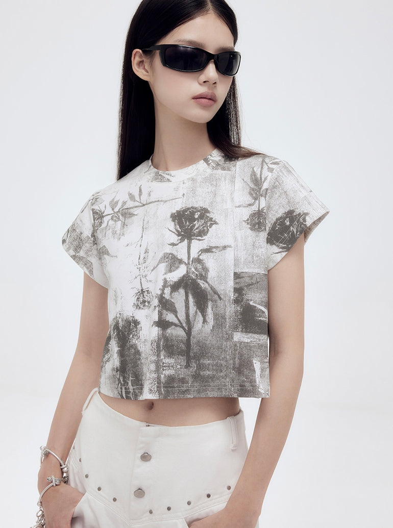 Silhouette Blume Retro Cropped T-Shirt