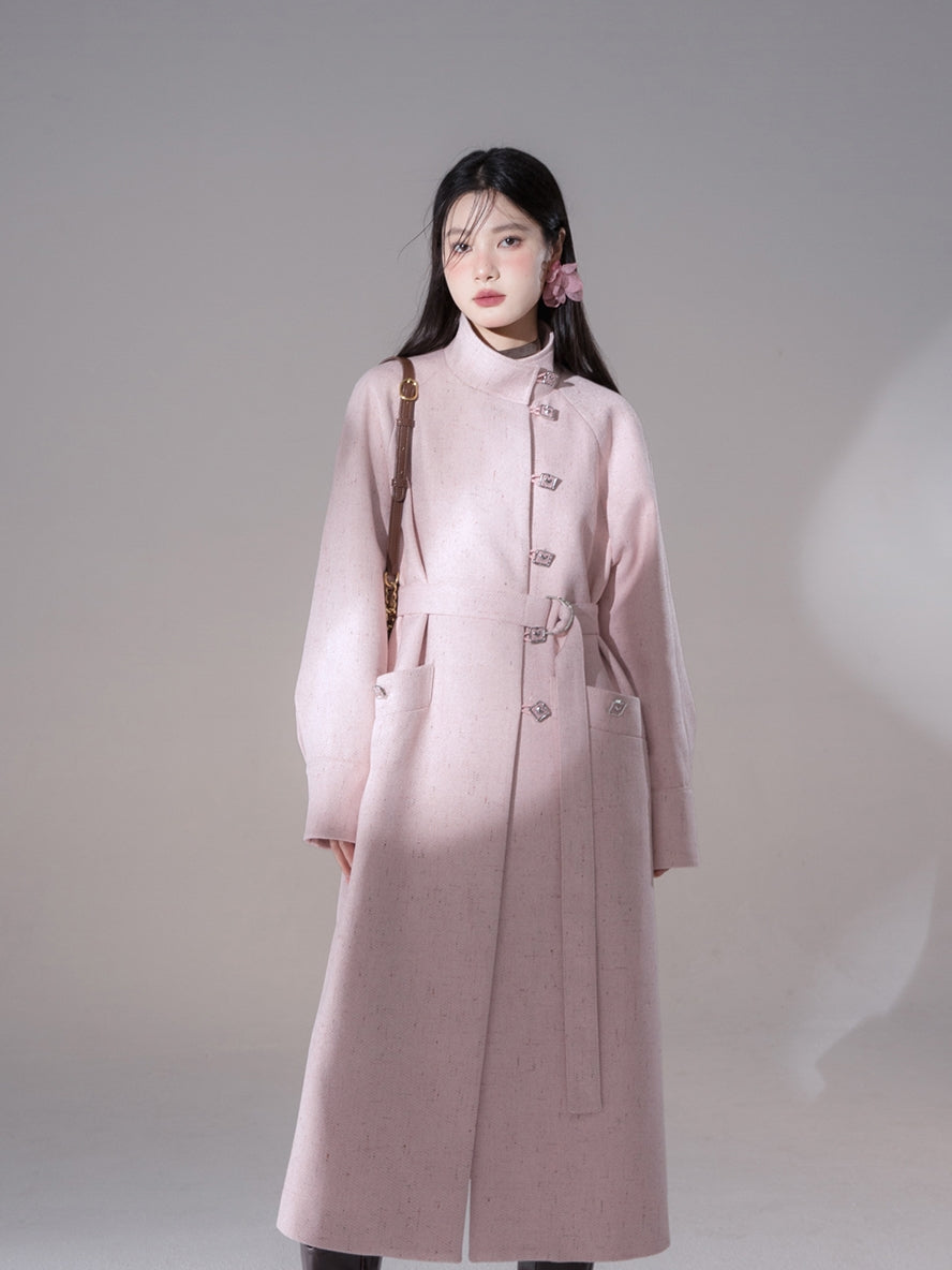 Stand-Collar Bijou Feminine Heart Long-Coat