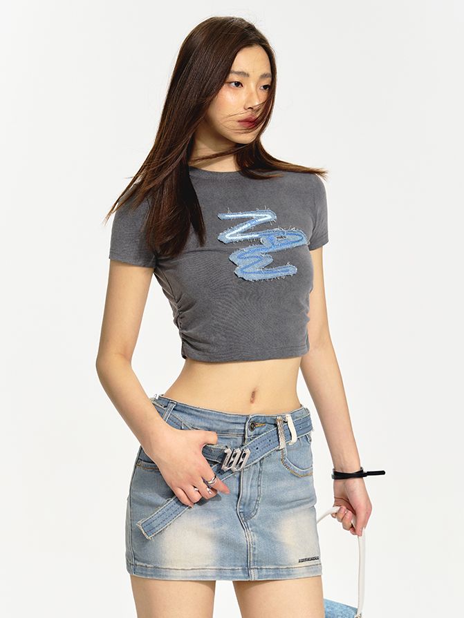 Micro-Mini Denim Casual Faded Rock