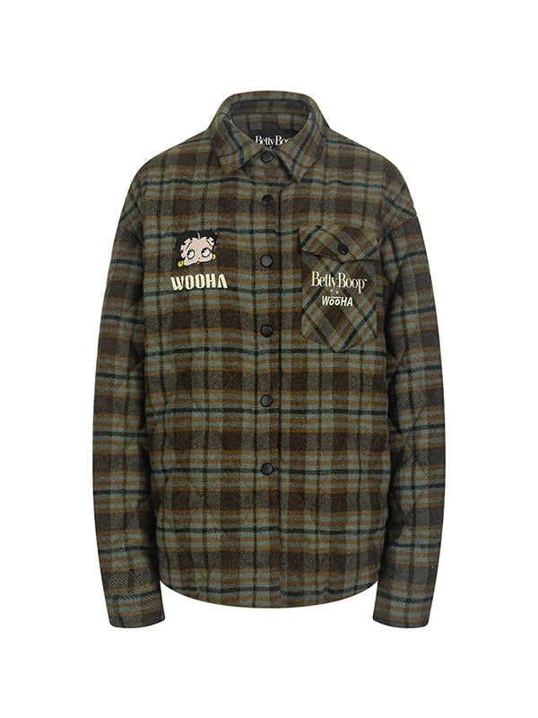 Betty Badge Checked Retro Oversize Flannel-Shirt