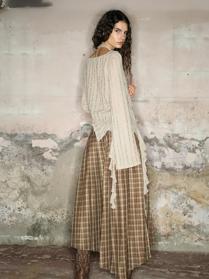 Mellow Asymmetry Ruffle Nichi Loose Knit