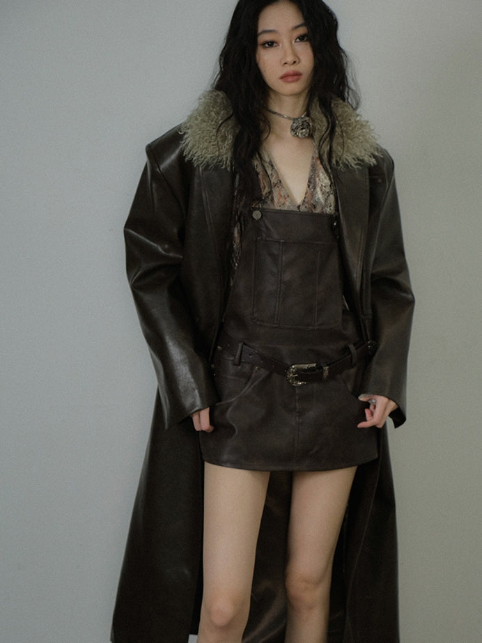 Leather Fer Cool High-End Oversize Long-Coat