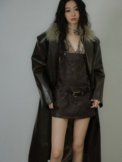 Leather Fer Cool High-End Oversize Long-Coat