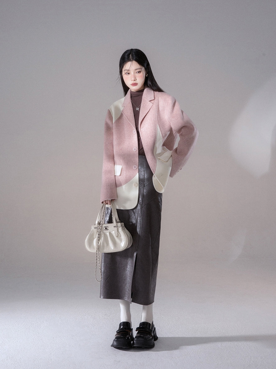 Bi-Color Nichi Oversize Unique Wool Coat