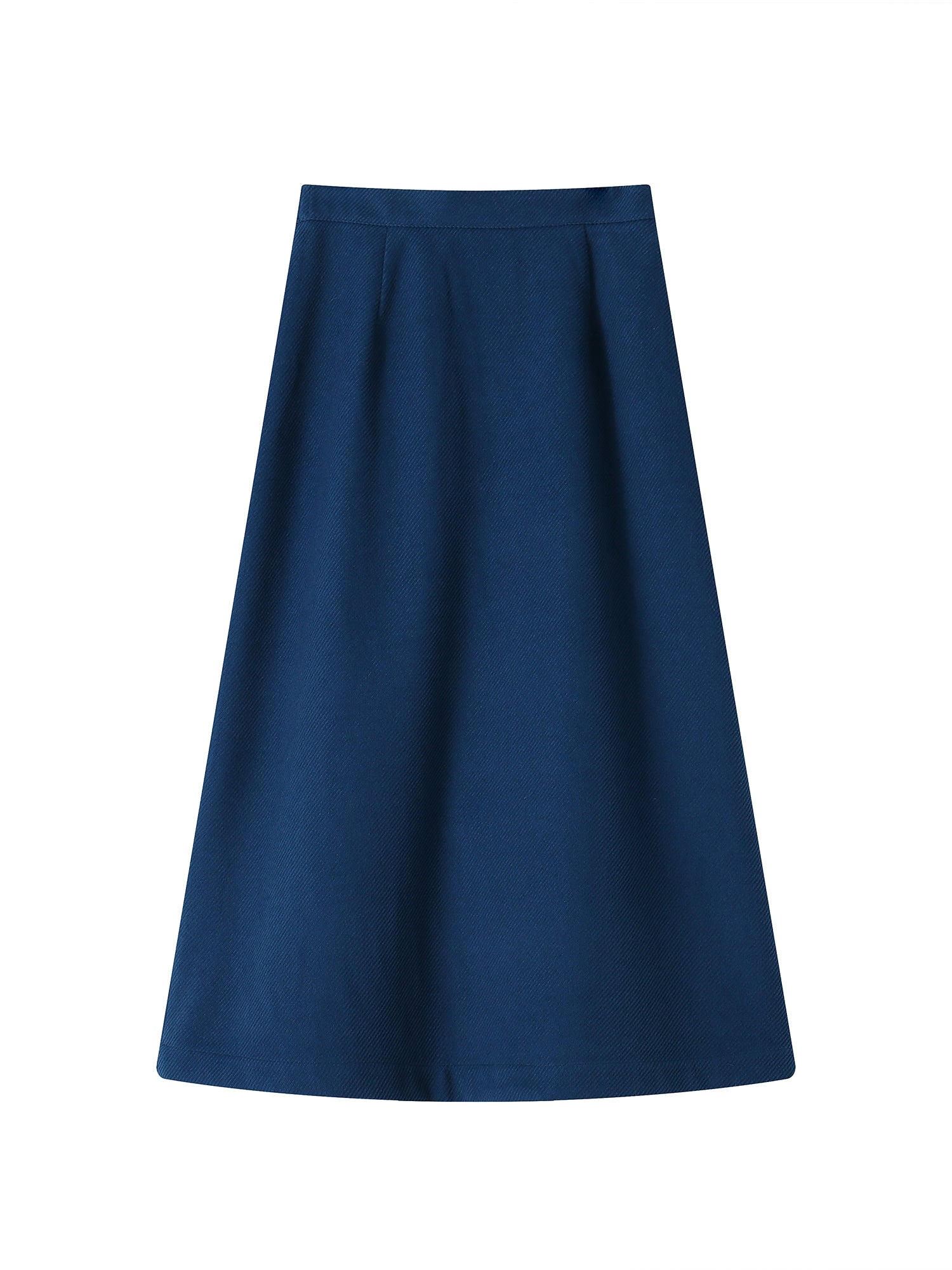 Wool Elastic-Waist Plain High-Waist Plain Flare A-Line Long-Skirt