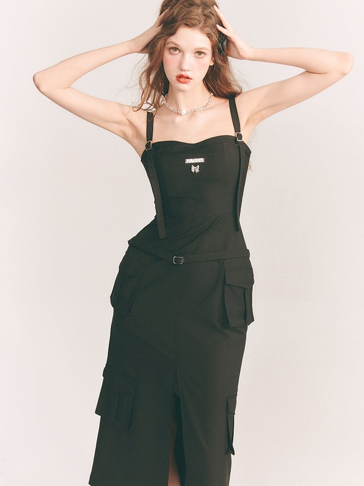 Tight Belt Pocket Slit One-Piece