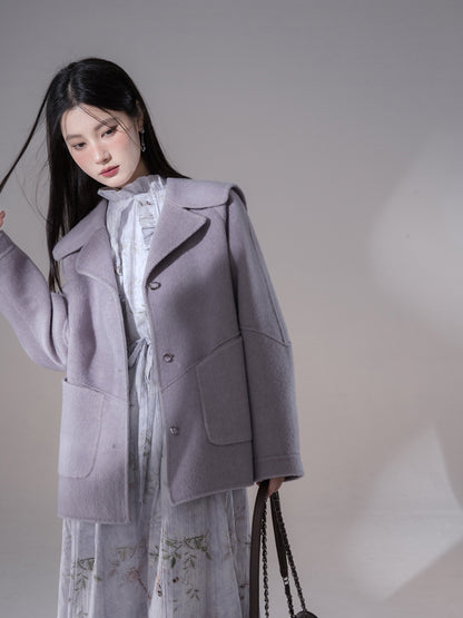 Big-Collar Retro Wool Long-Coat