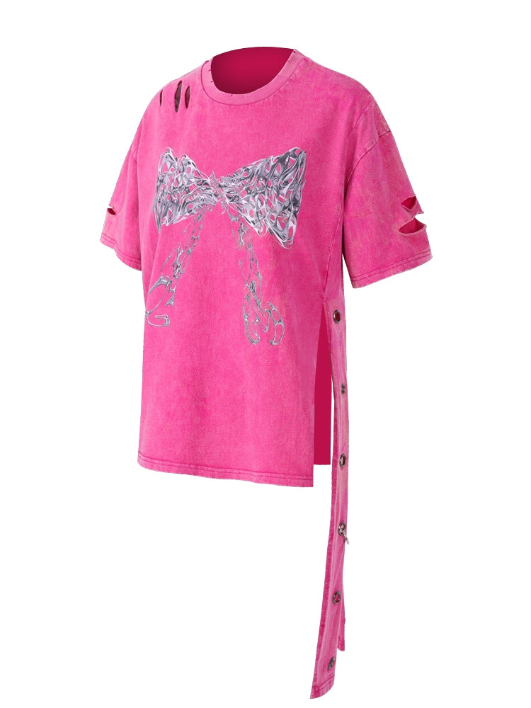 Ribbon Nichi Side-Cut Punk Oversize T-Shirt