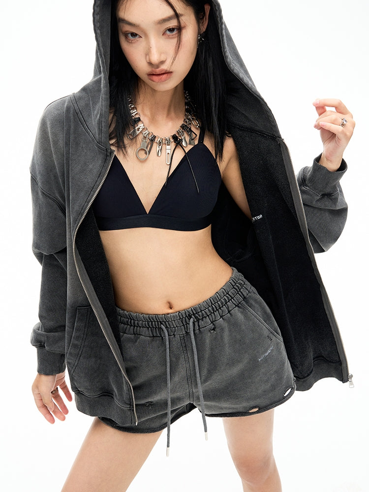 Casual Faded Set-Up Vintage Parka＆Short-Pants